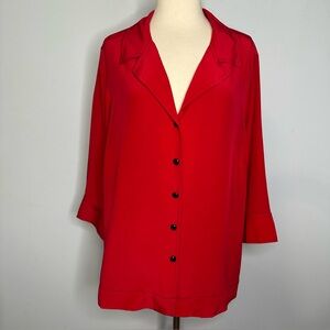 Bob Mackie Wearable Art 100% Silk Embroidered Logo Blouse With Scarf Size 1X NWT